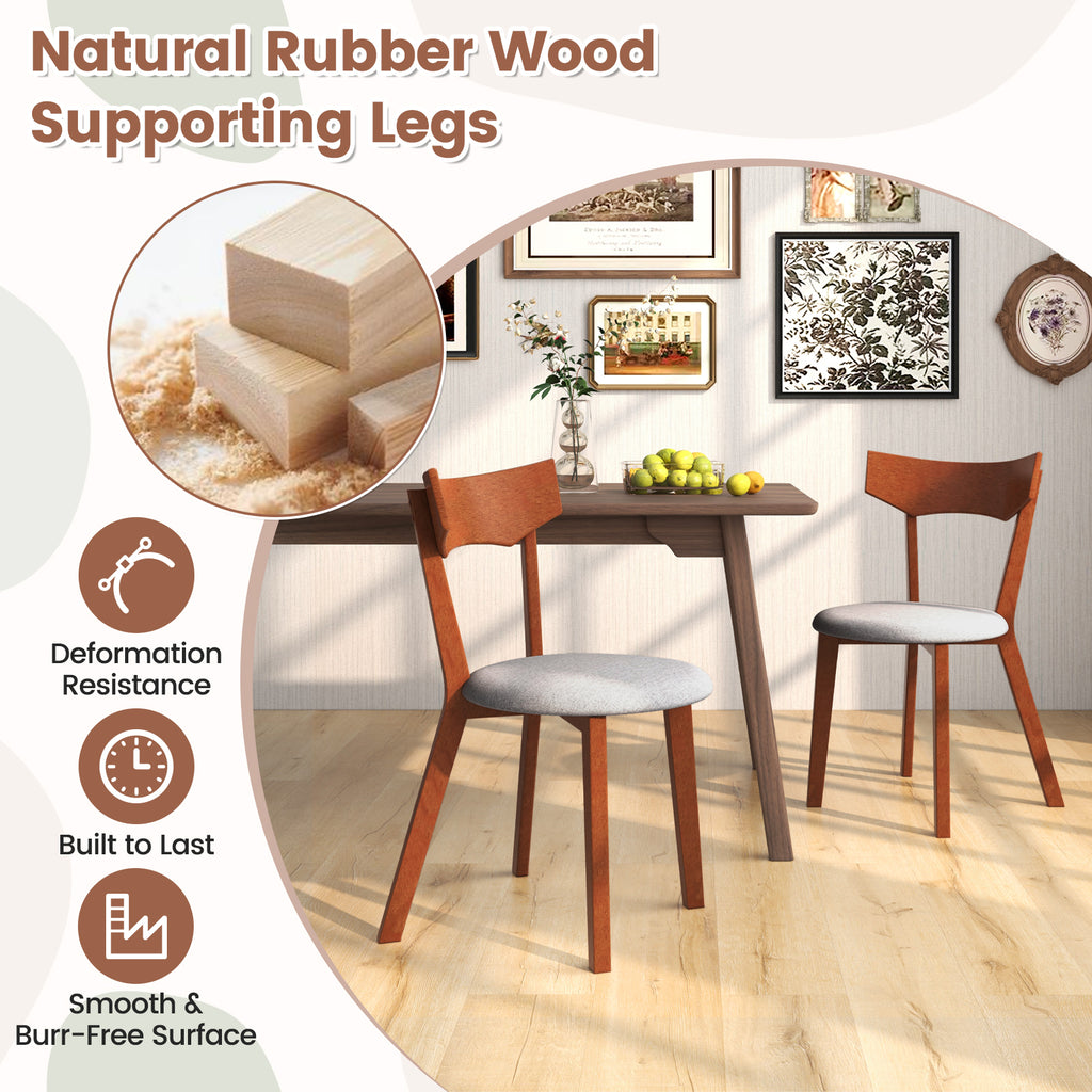 Dining Chair Set of 2 - Wooden Frame with Padded Seat
