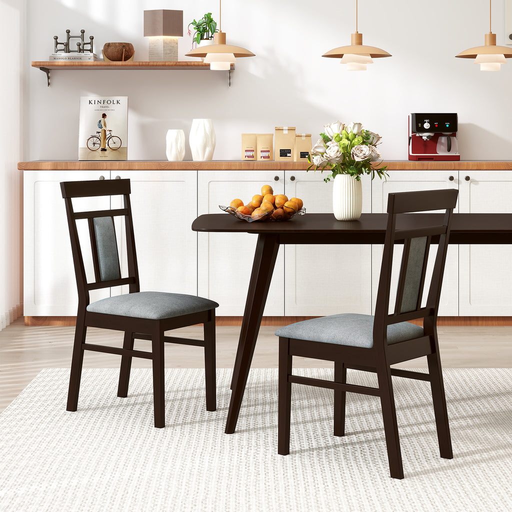 Dining Chair Set of 2 - Linen Upholstered Wood Frame