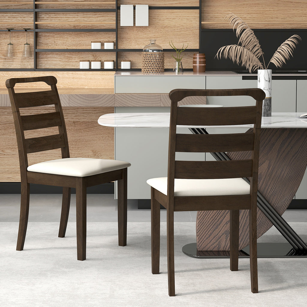 Walnut Dining Chair Set of 2 - Upholstered Wood
