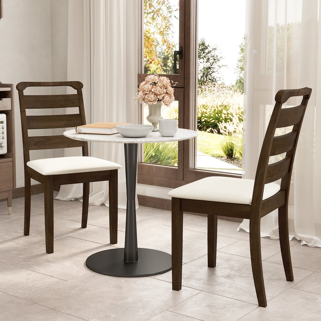 Walnut Dining Chair Set of 2 - Upholstered Wood