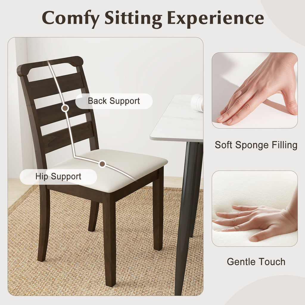 Walnut Dining Chair Set of 2 - Upholstered Wood