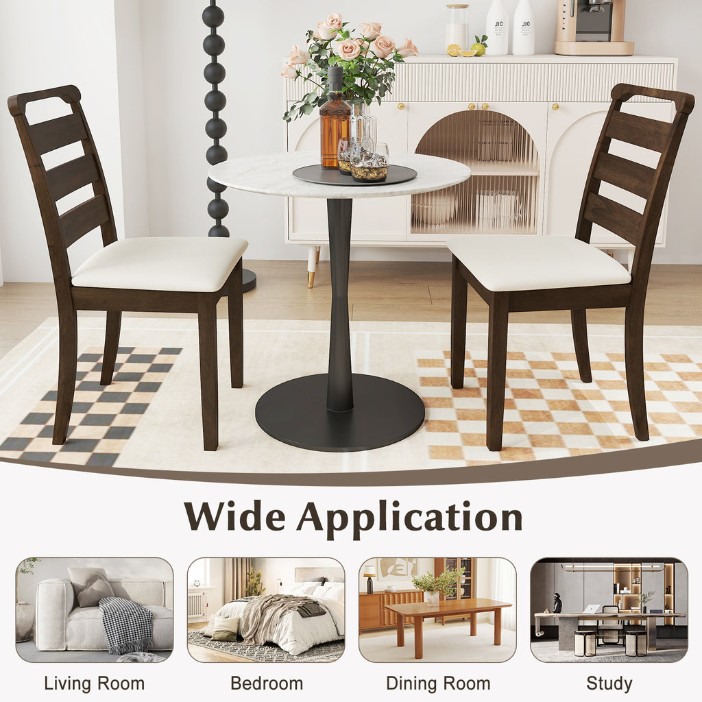 Walnut Dining Chair Set of 2 - Upholstered Wood