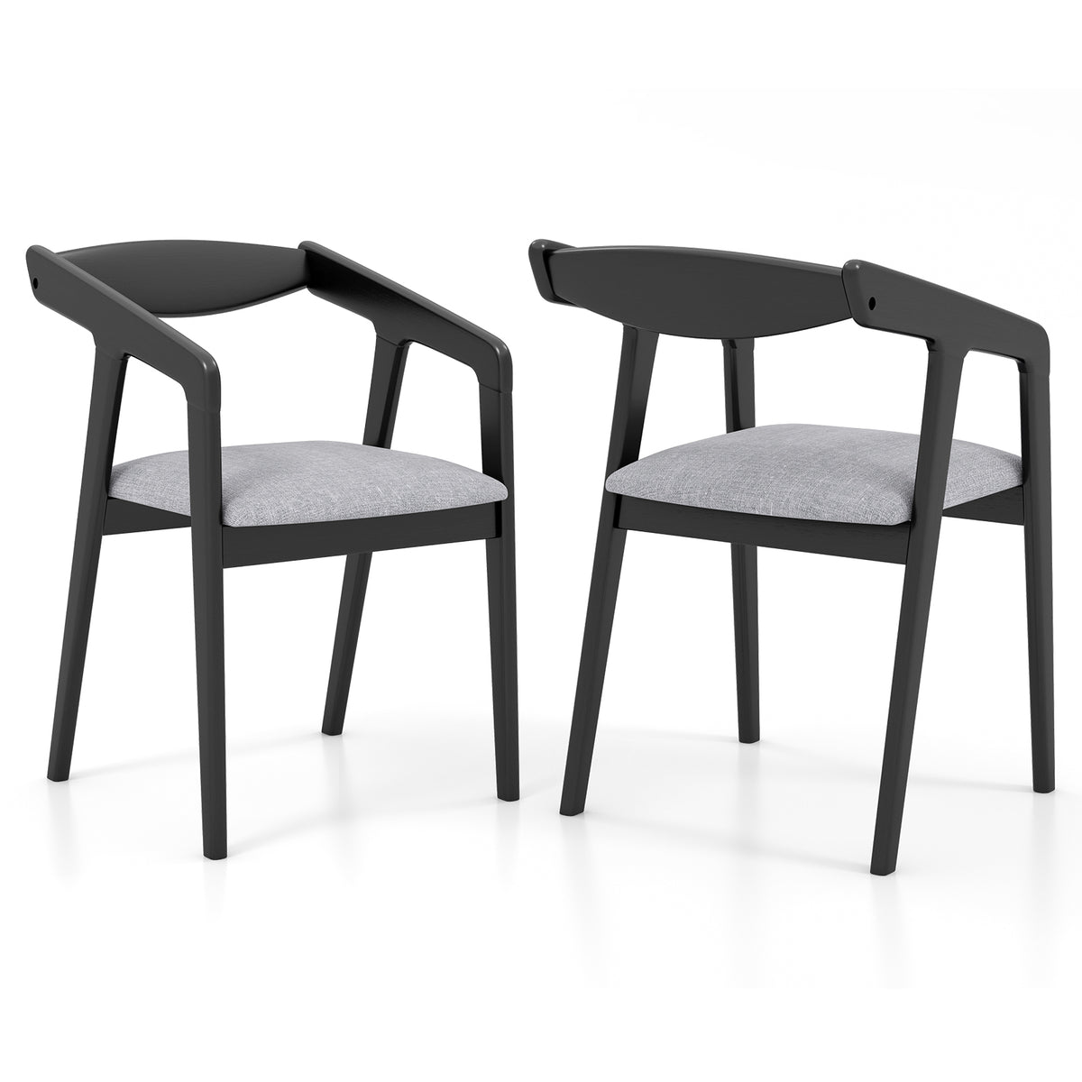 Upholstered Armchair Set of 2 - Brown + Black