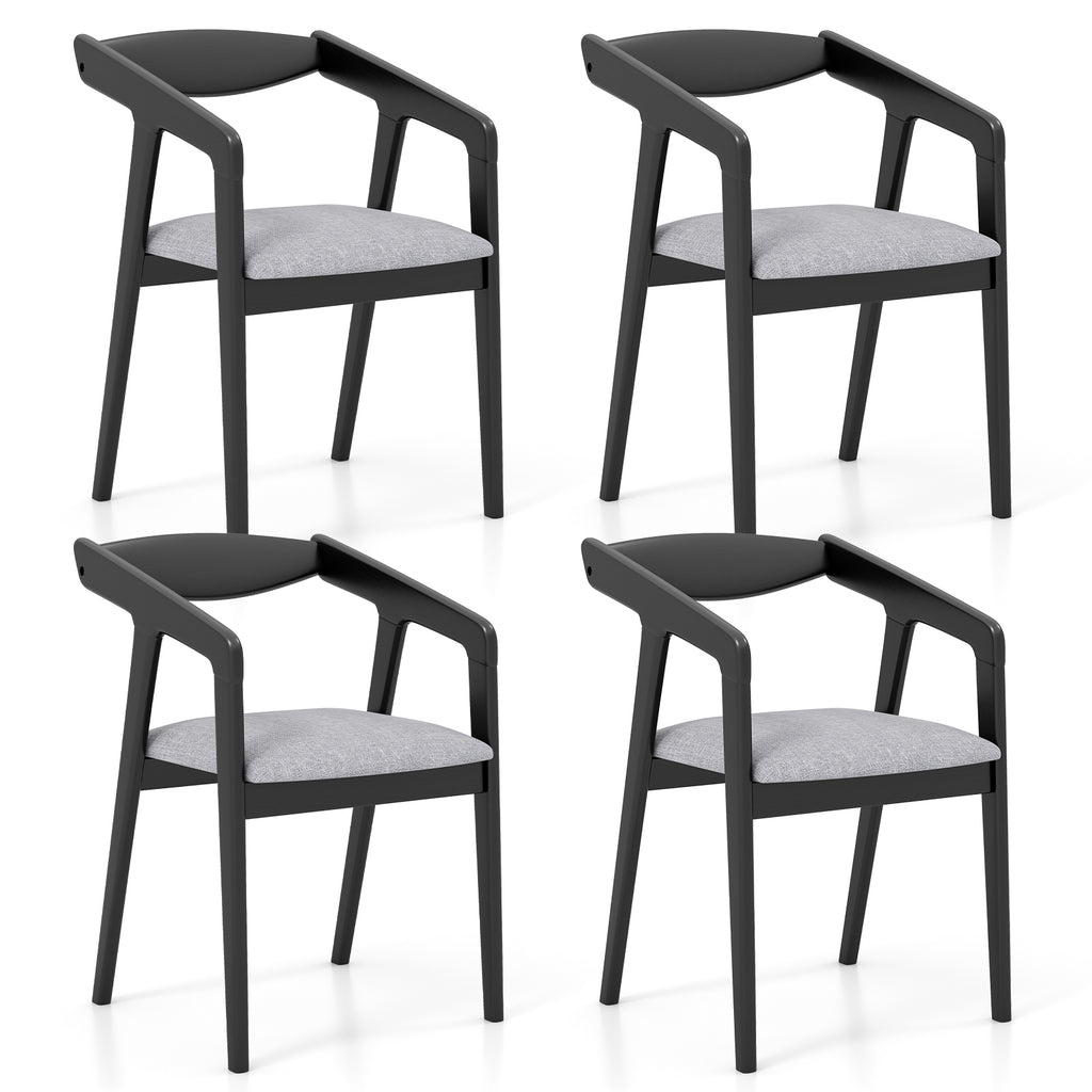 Wooden Dining Chair Set of 2 - Black + Gray