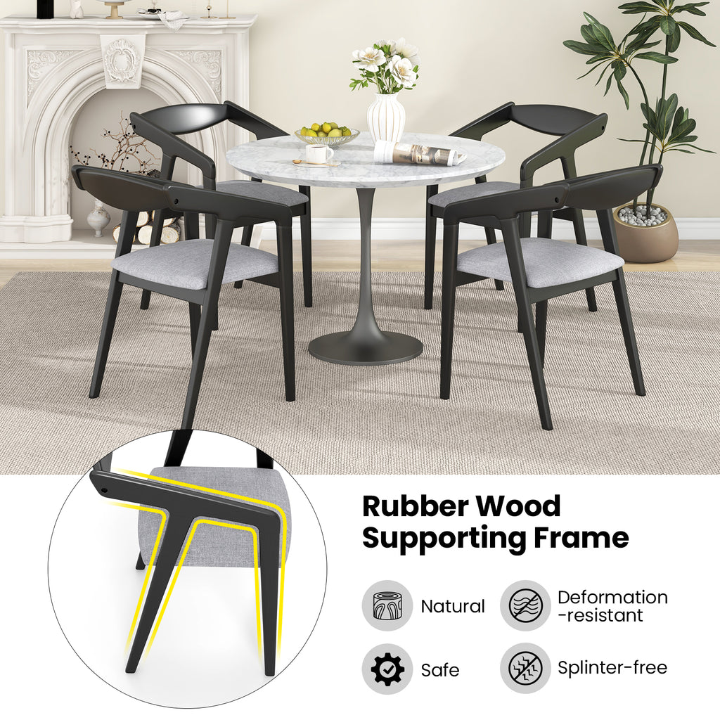 Wooden Dining Chair Set of 2 - Black + Gray