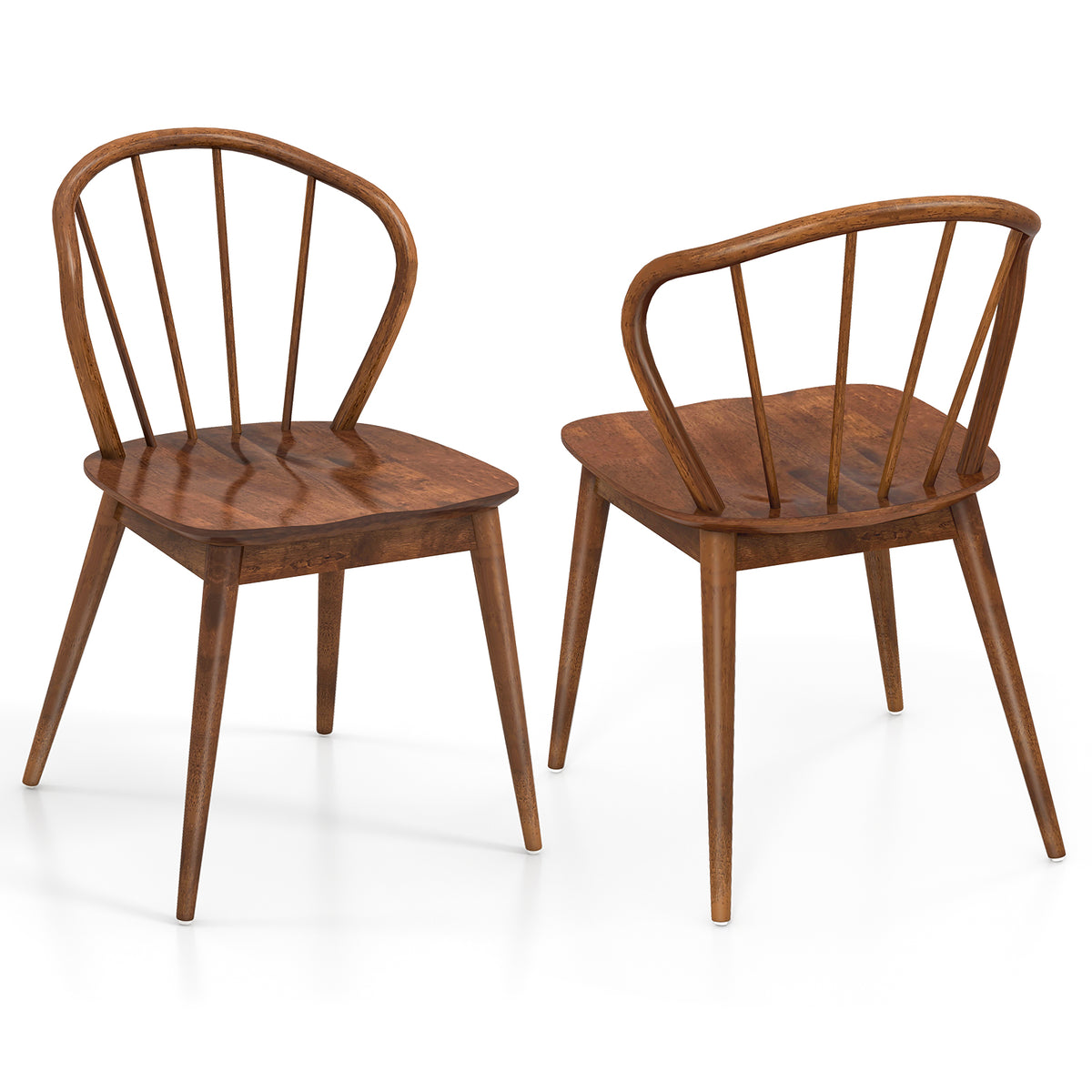 Wooden Dining Chair Set of 2 - Curved Backrest, Black