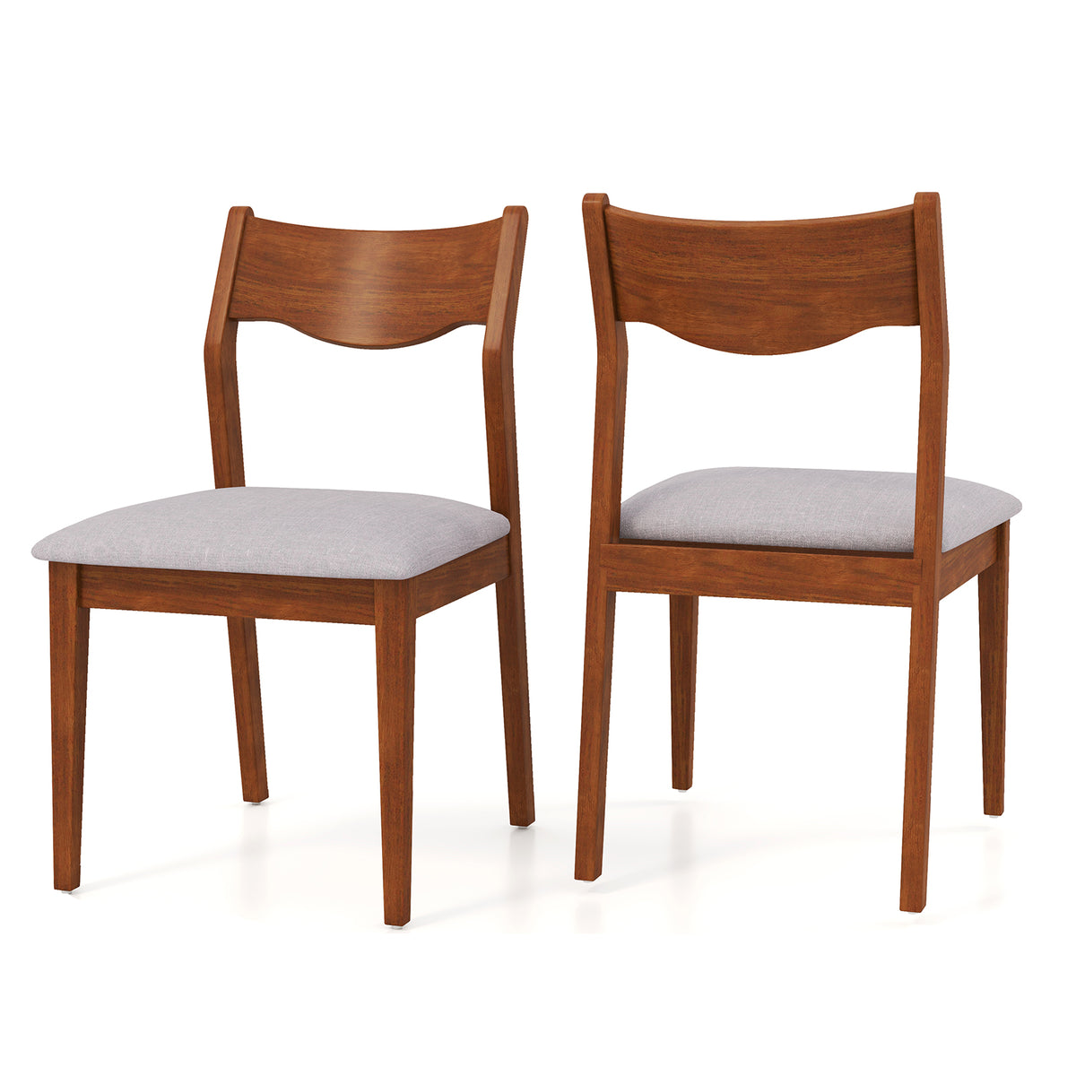 Swivel Dining Chair with Padded Seat, Walnut, Set of 2
