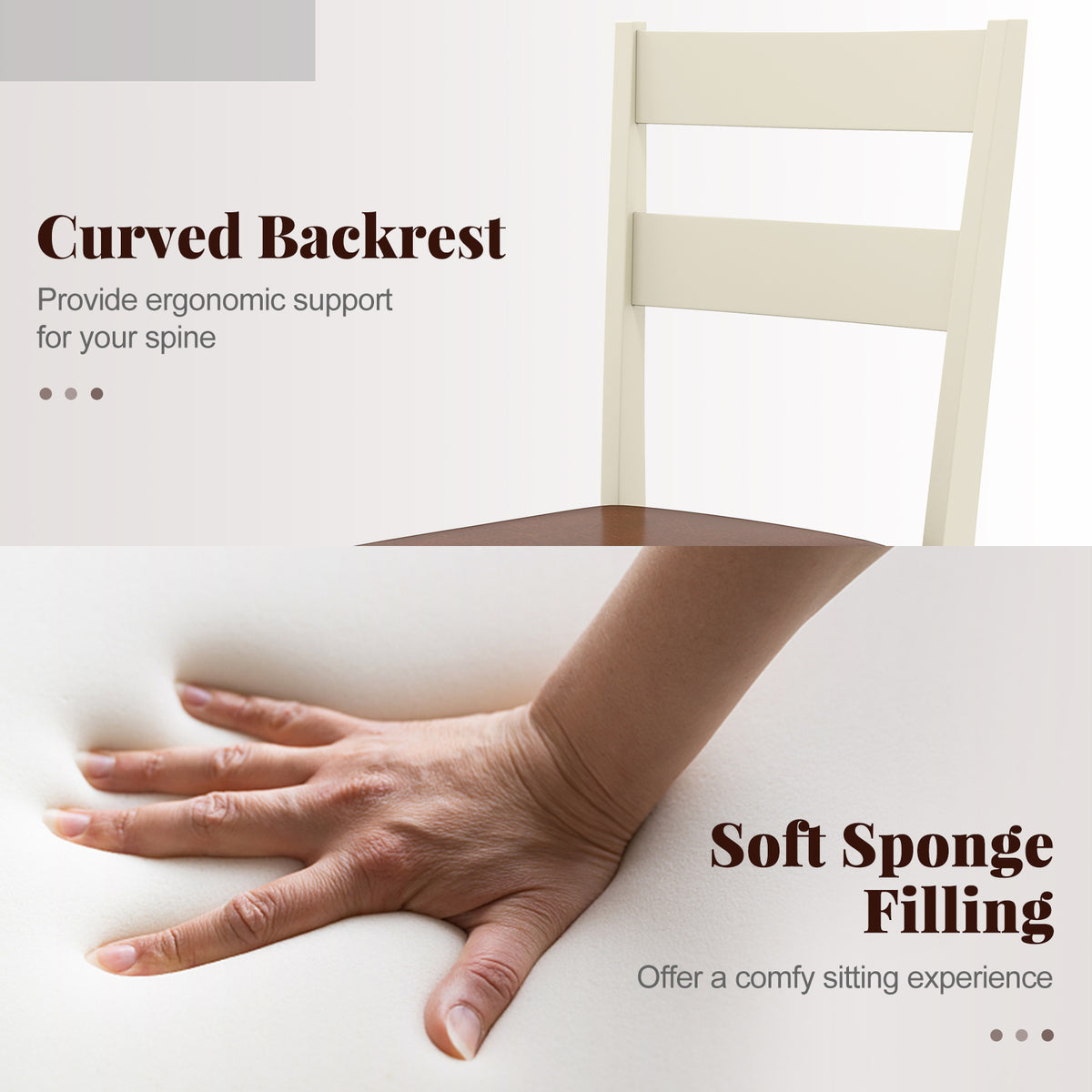 Dining Chairs Set of 2 PU Leather Upholstered Armless - White, 35 Inch