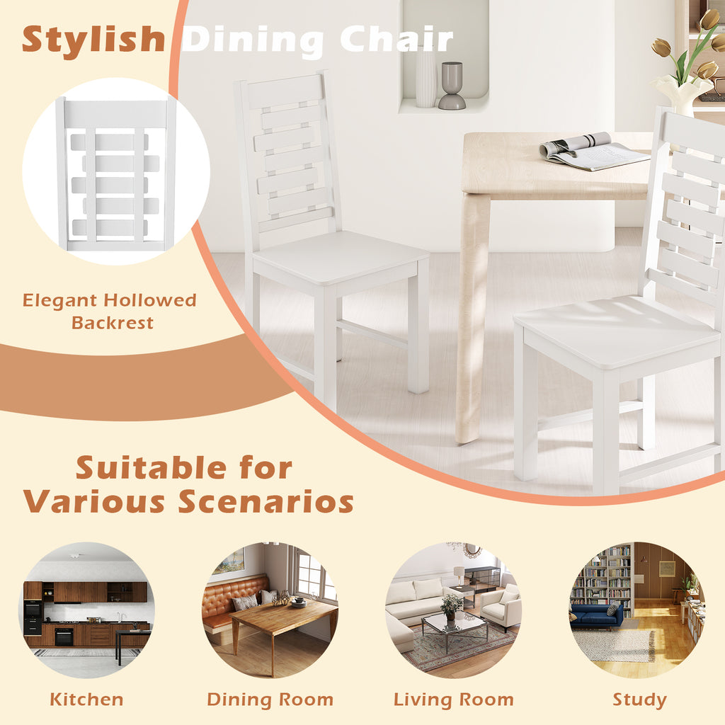 Wooden Dining Chair Set of 2 - White
