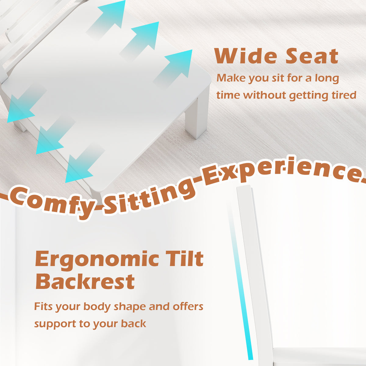 Wooden Dining Chair Set of 2 - White