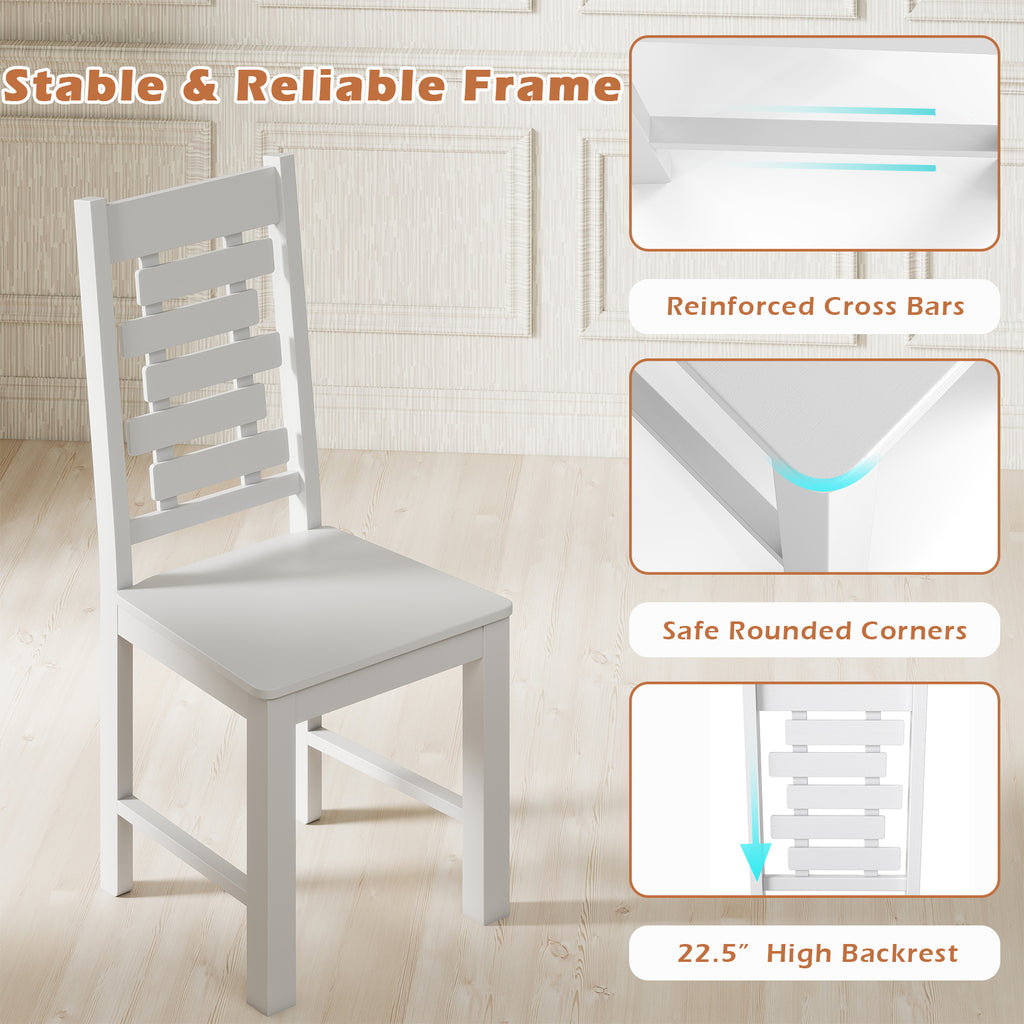 Wooden Dining Chair Set of 2 - White