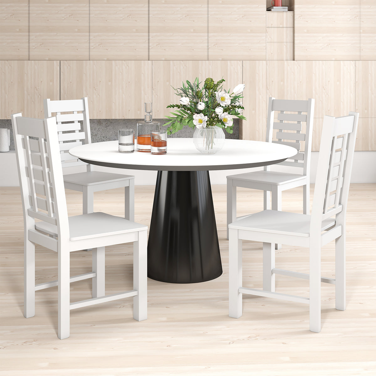 Wooden Dining Chair Set of 2 - White