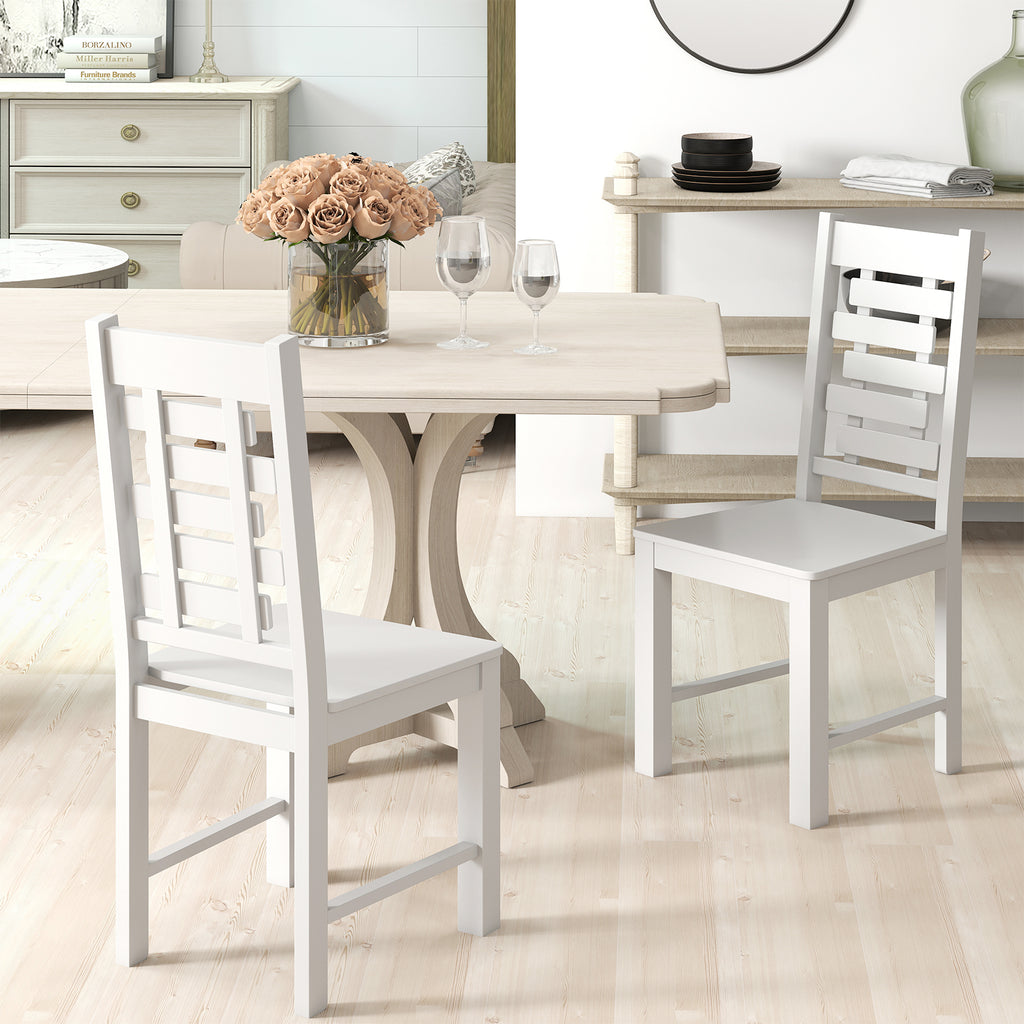 Wooden Dining Chair Set of 2 - White