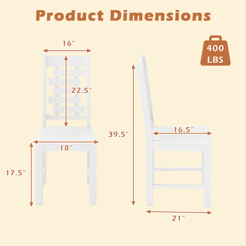 Wooden Dining Chair Set of 2 - White