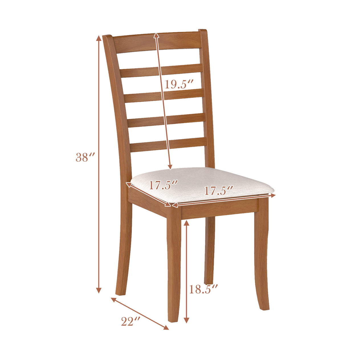 Wooden Dining Chairs Set of 2 Upholstered - Beige