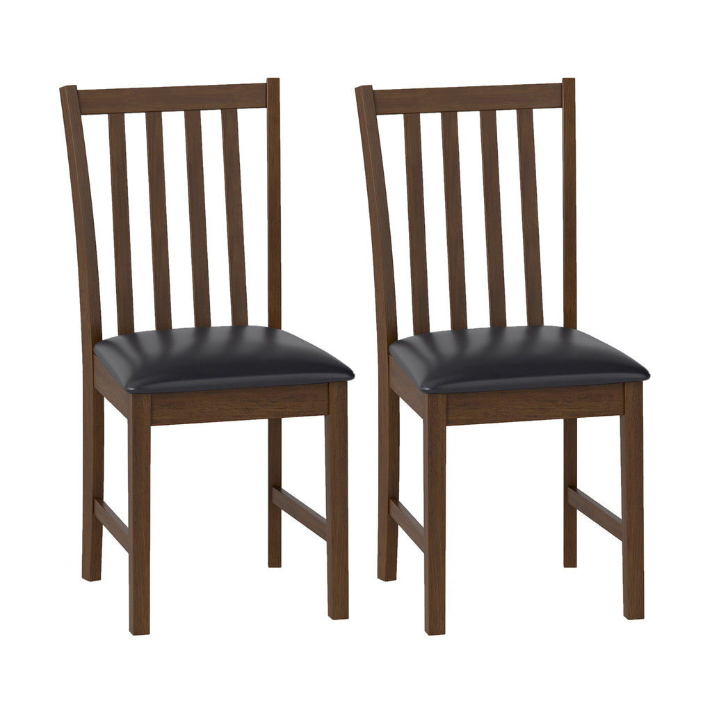 Set of 2 Wooden Dining Chairs with Padded Seats, Ladder High Back – White