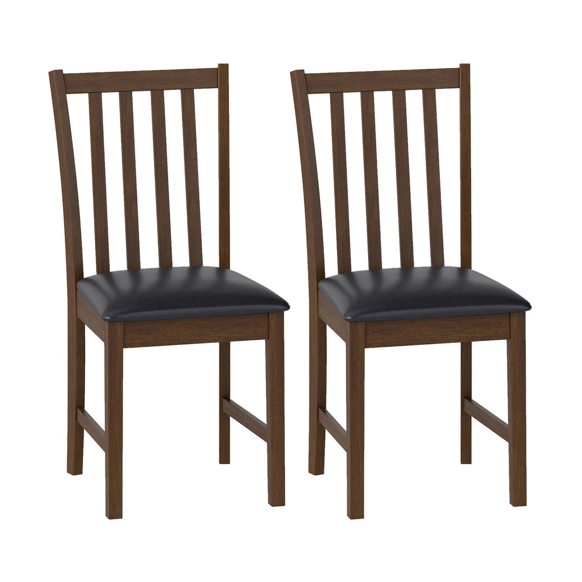 Set of 2 Wooden Dining Chairs with Padded Seats, Ladder High Back – White