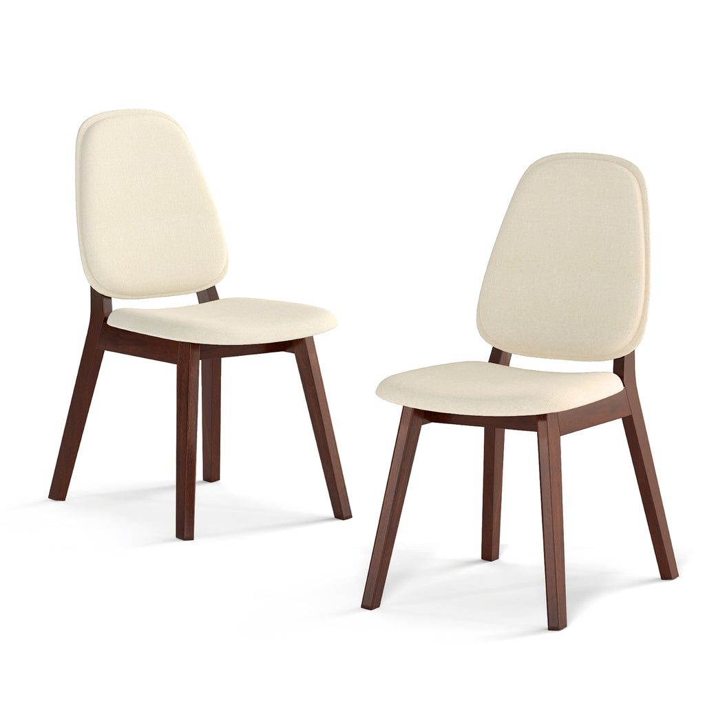 Wooden Dining Chair Set of 2 Mid-Century Modern Upholstered – Brown