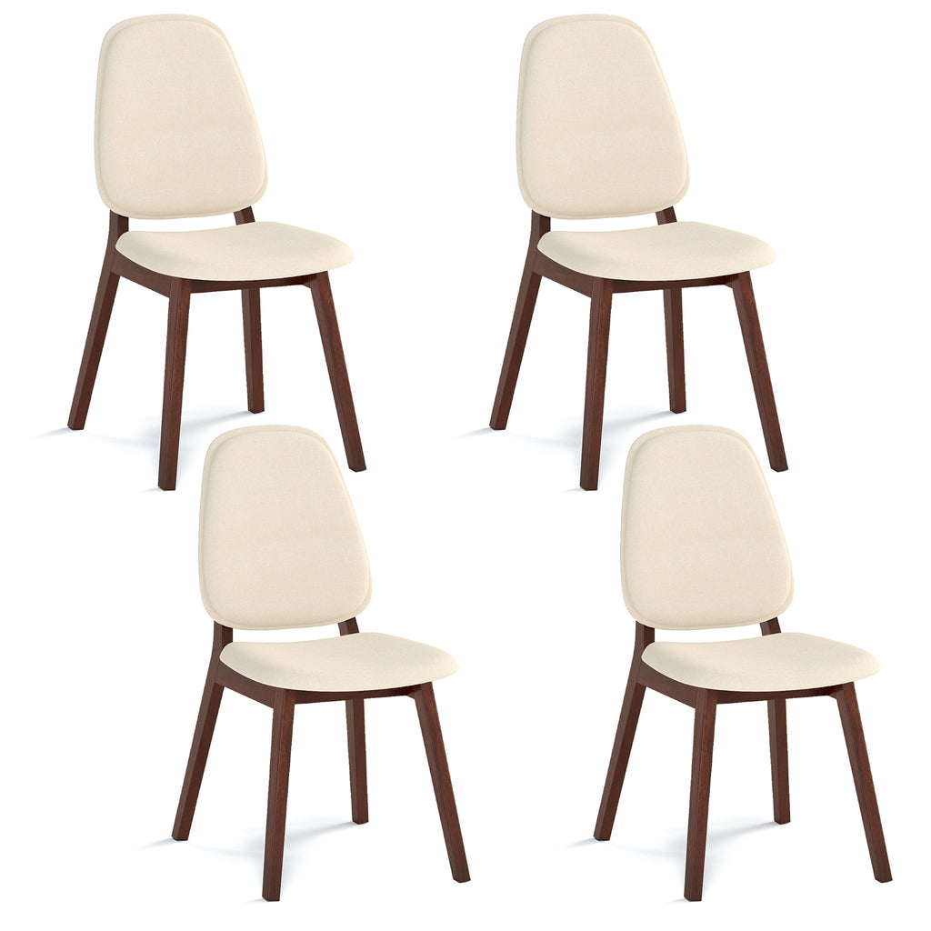 Wooden Dining Chair Set of 2 Mid-Century Modern Upholstered – Brown