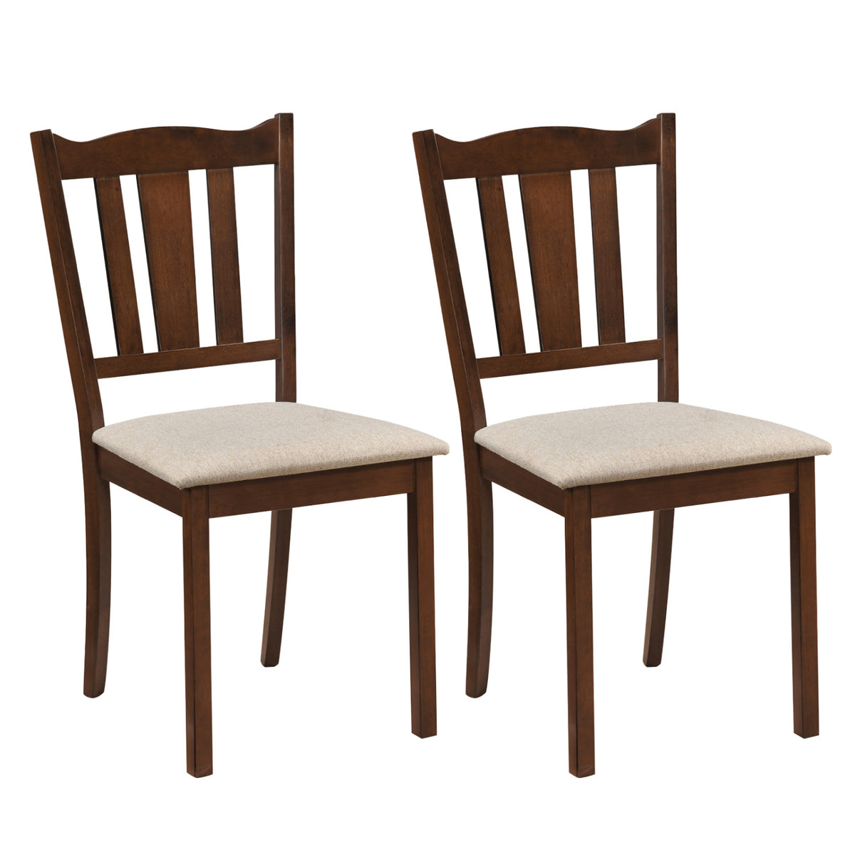Wooden Dining Chair Set of 2 - Black with Padded Cushion