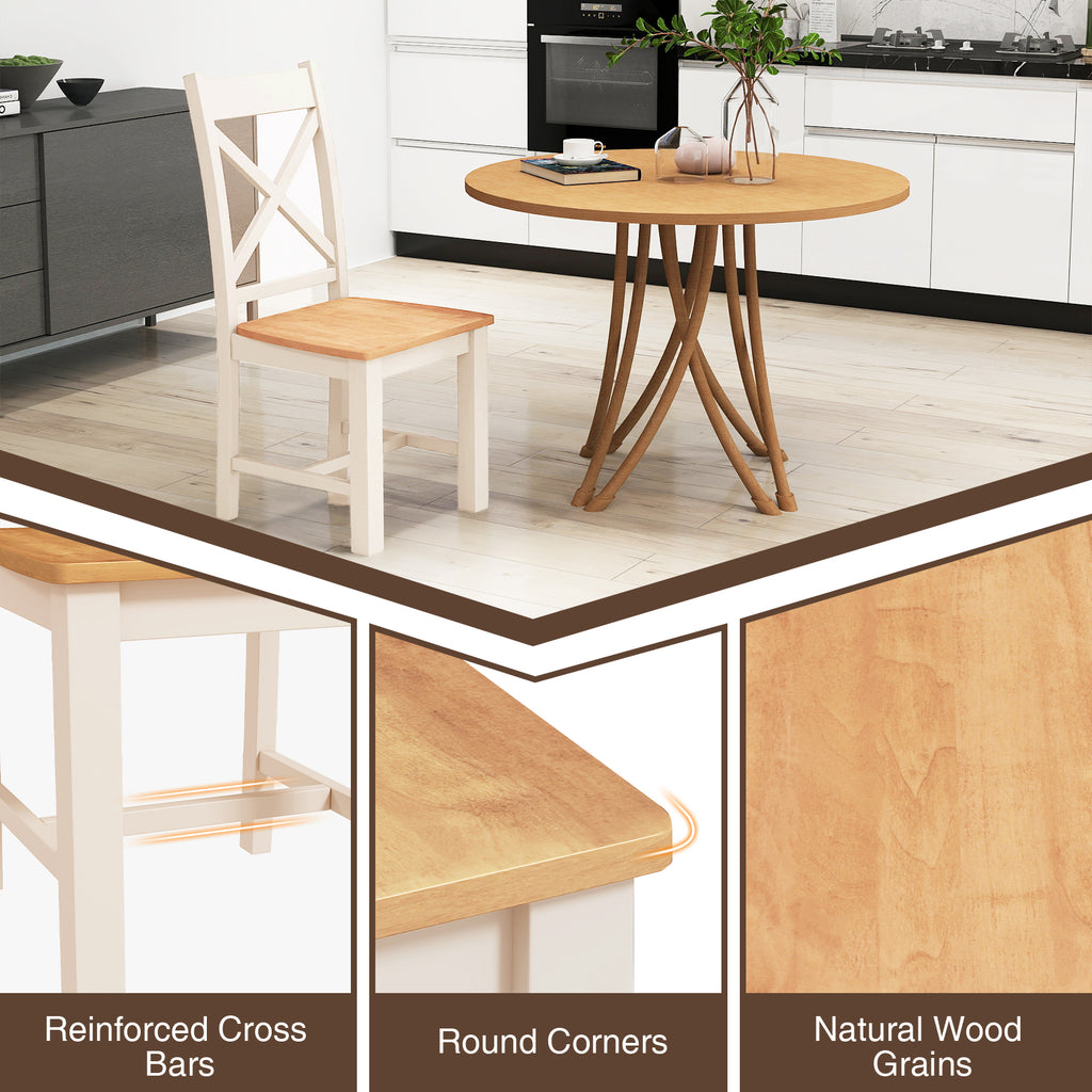 Wooden Dining Chairs Set of 2, High Back, Natural