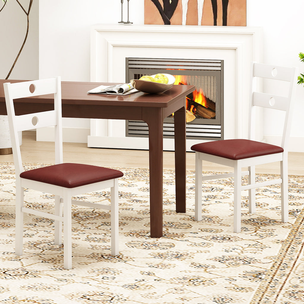 Wooden Dining Chairs Set of 2, Hollowed Back – White