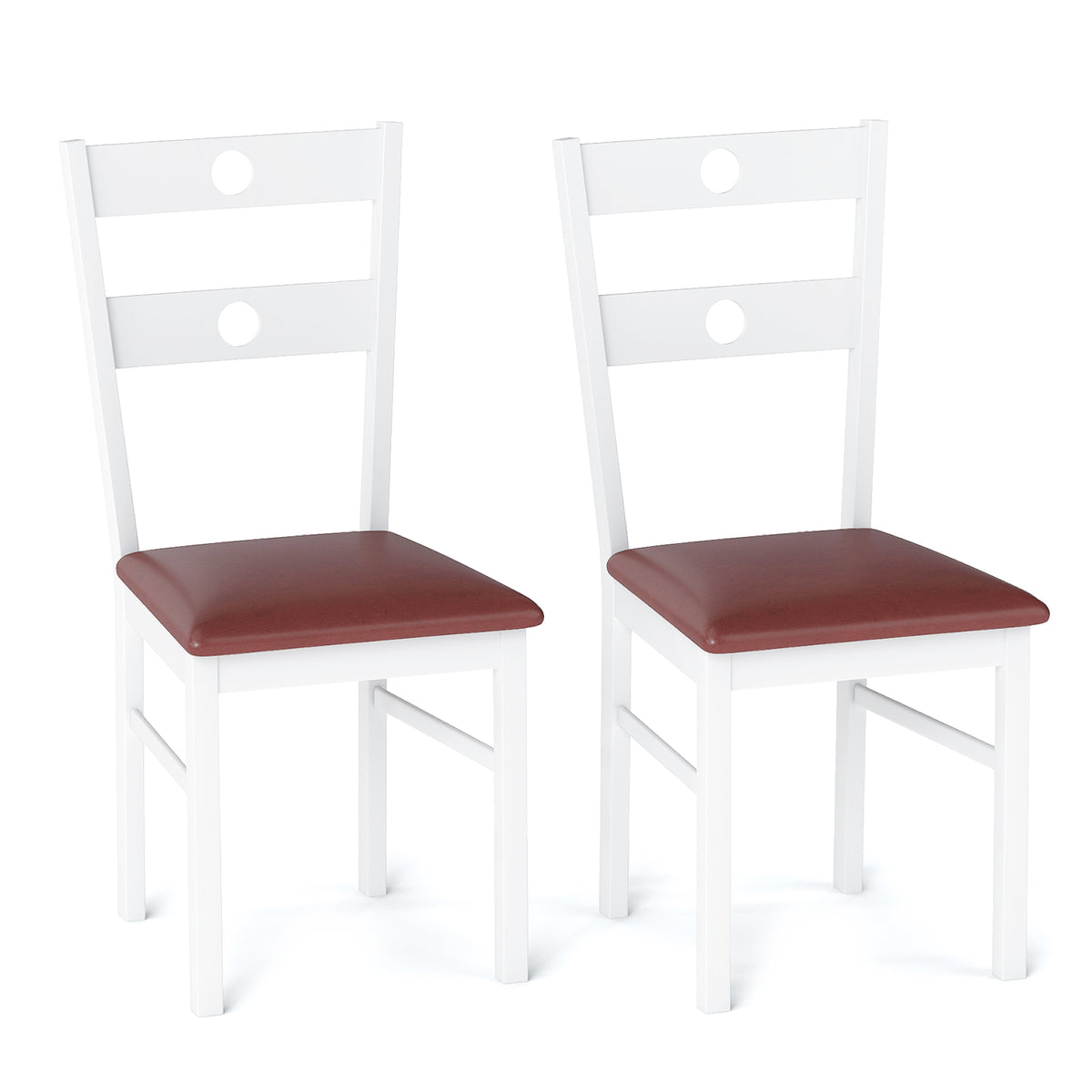 Wooden Dining Chairs Set of 2, Hollowed Back – White