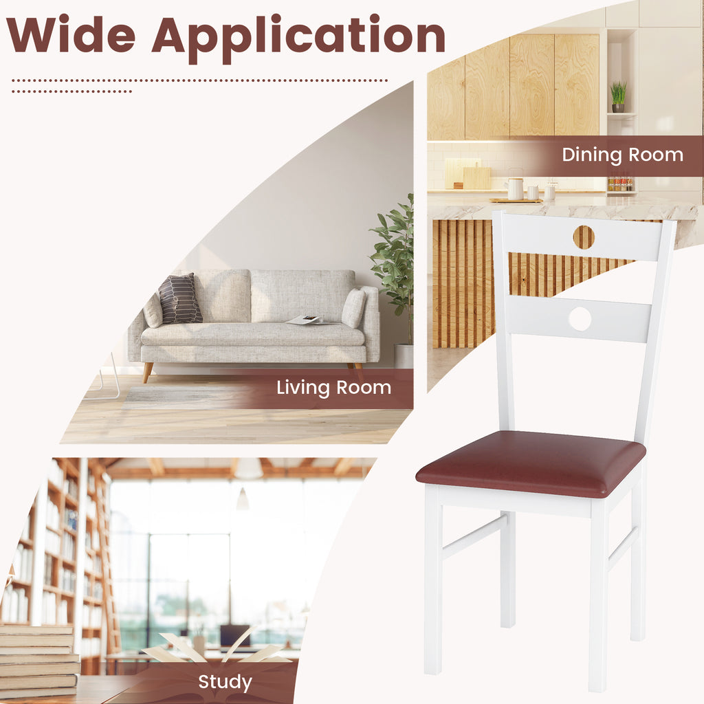 Wooden Dining Chairs Set of 2, Hollowed Back – White
