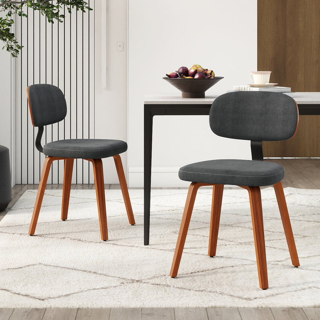 Chenille Upholstered Dining Chairs Set of 2 - Dark Gray