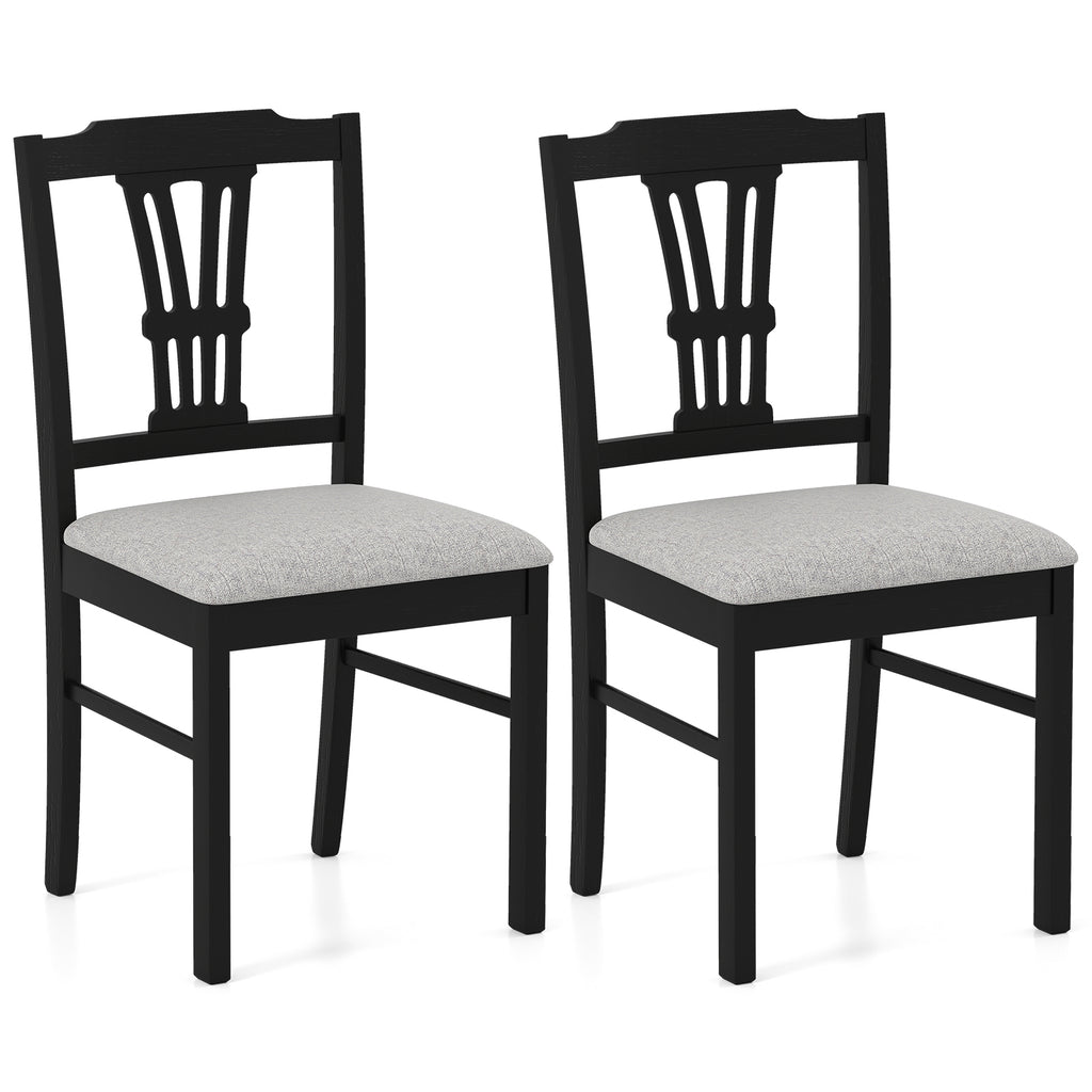 Upholstered Dining Chairs Set of 2, Wood Frame - Black