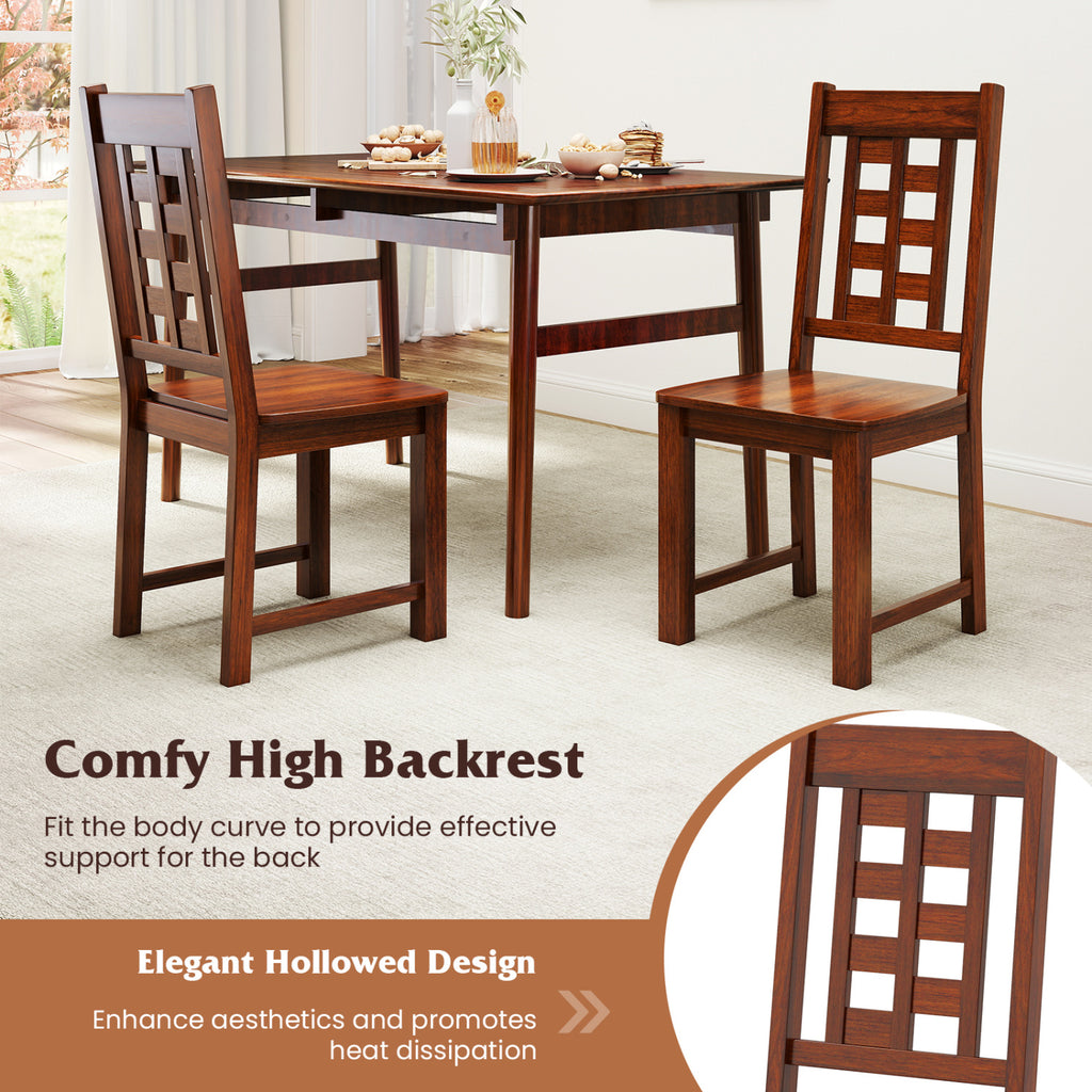 Wooden Dining Chairs Set of 2 - Walnut