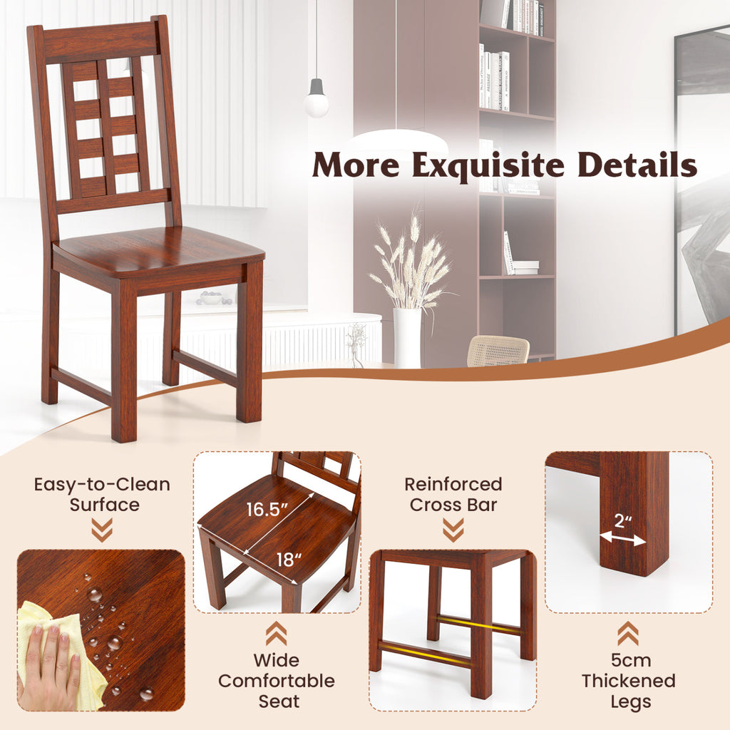 Wooden Dining Chairs Set of 2 - Walnut