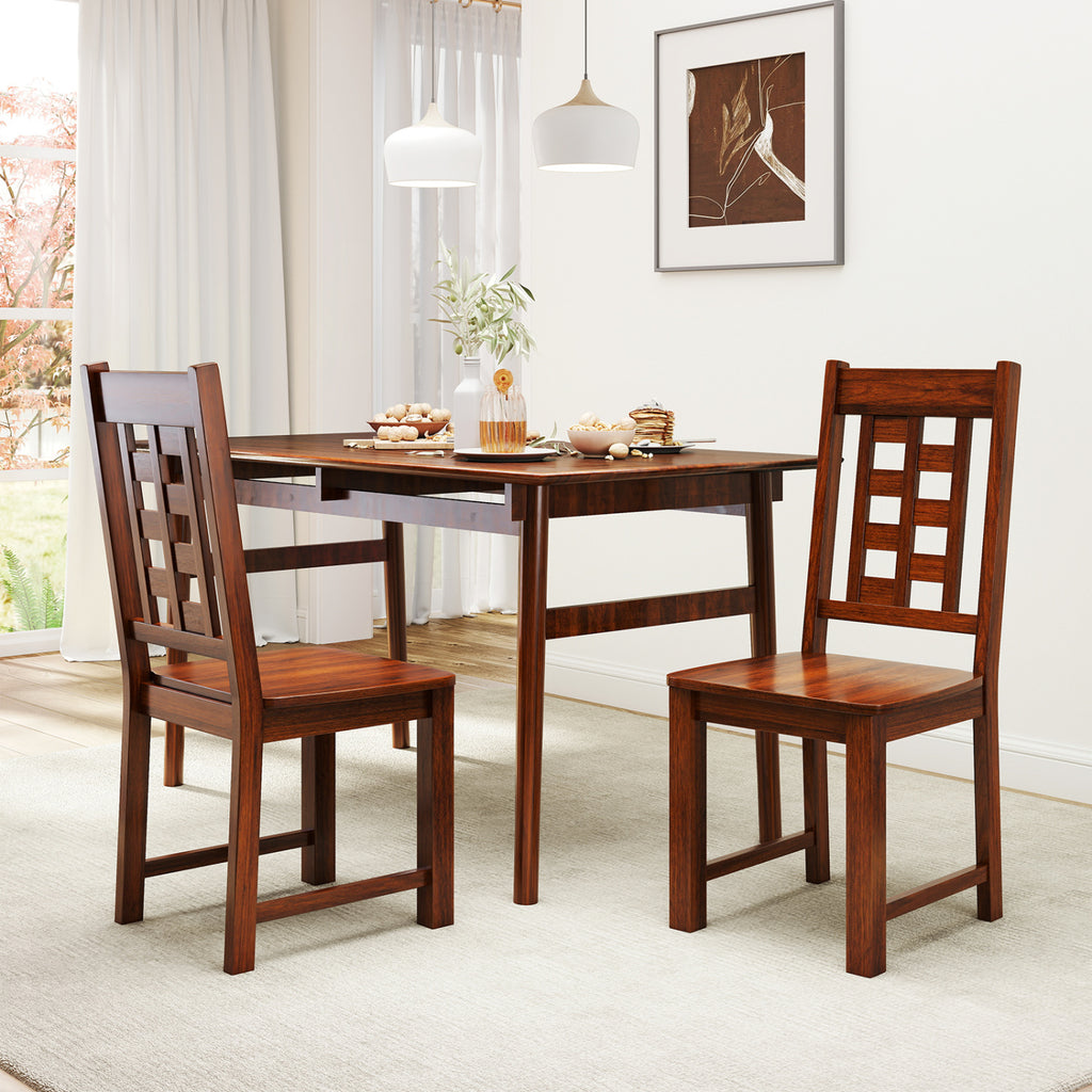 Wooden Dining Chairs Set of 2 - Walnut