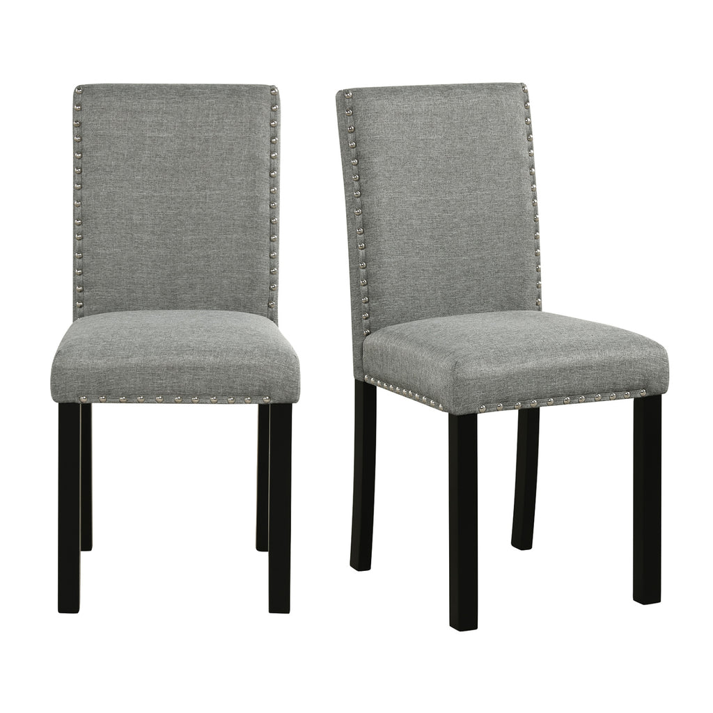 Wooden Dining Chairs Set of 2, Liner Fabric with Bent Wood Legs