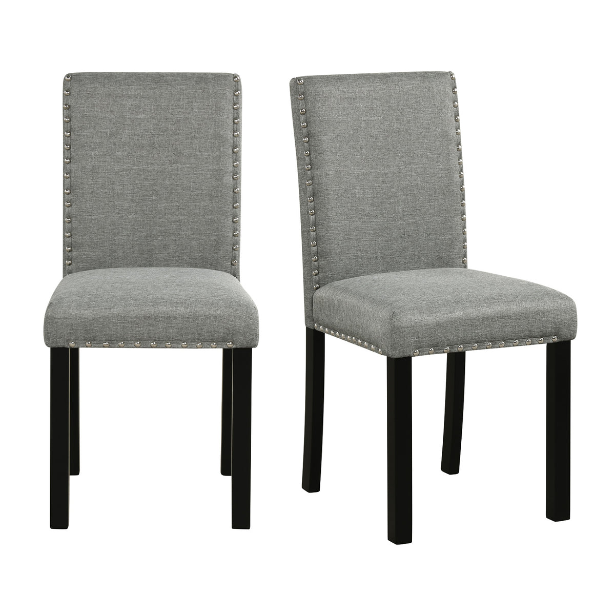 Wooden Dining Chairs Set of 2, Liner Fabric with Bent Wood Legs