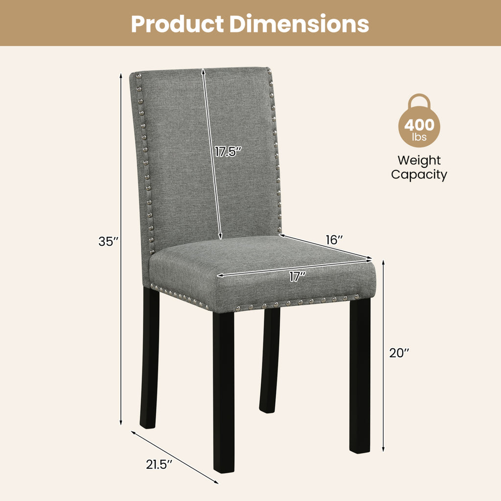 Wooden Dining Chairs Set of 2, Liner Fabric with Bent Wood Legs
