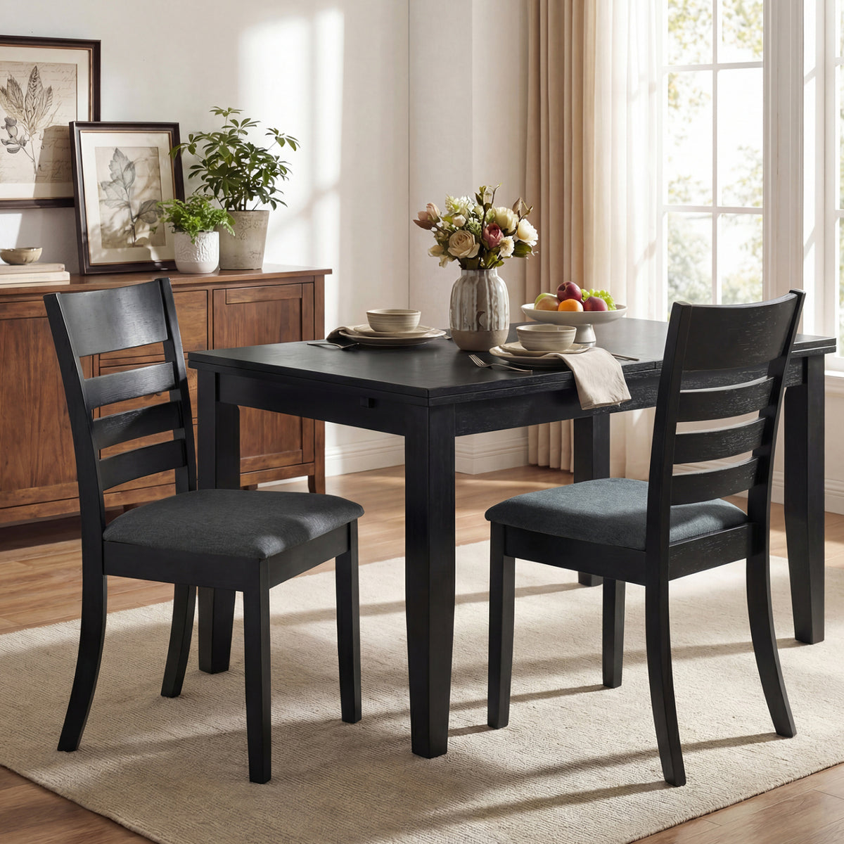 Upholstered Dining Chairs Set of 4 - Black