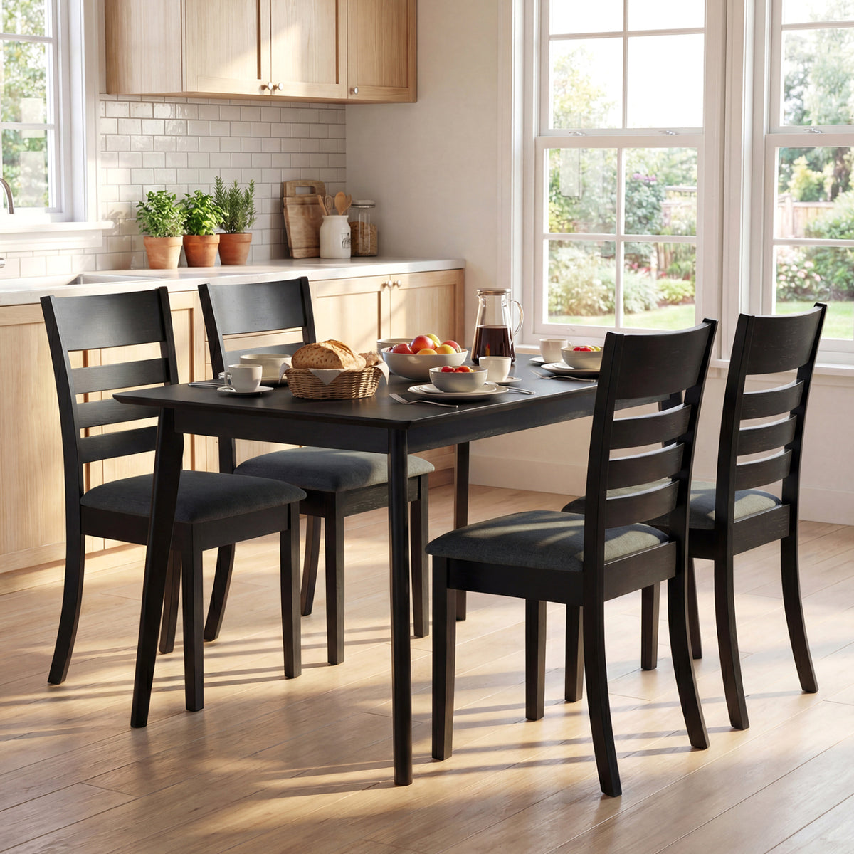 Upholstered Dining Chairs Set of 2, Black