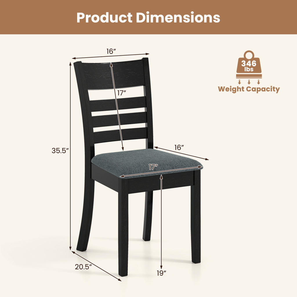 Upholstered Dining Chairs Set of 2, Black