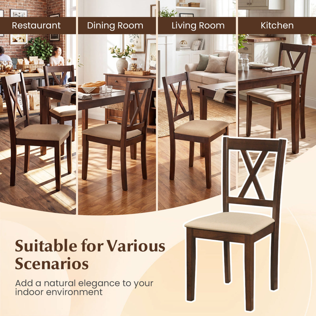 Dining Chairs Set of 4 Upholstered Walnut