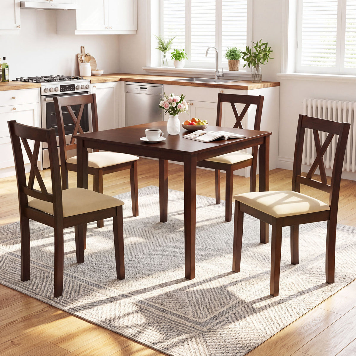 Dining Chairs Set of 4 Upholstered Walnut