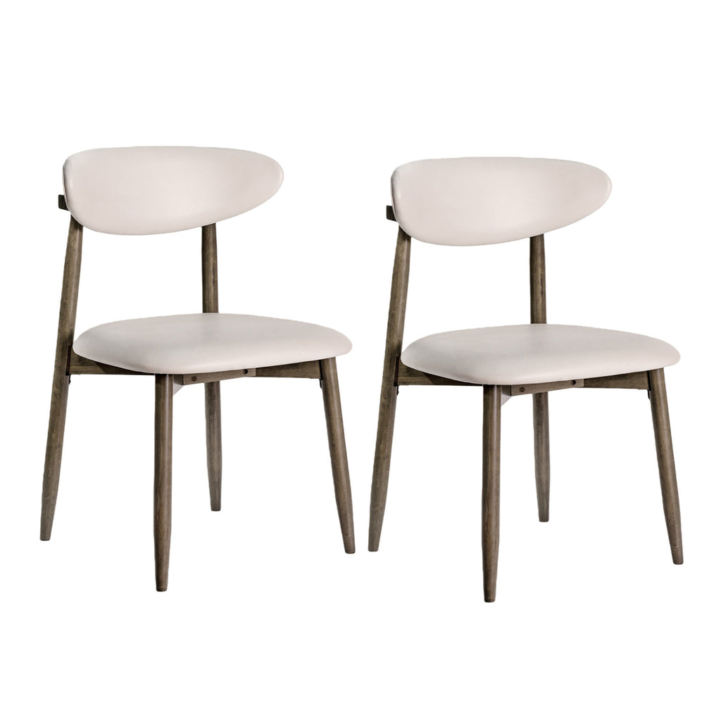 Fabric Upholstered Dining Chairs Set of 2 - Gray Polyester