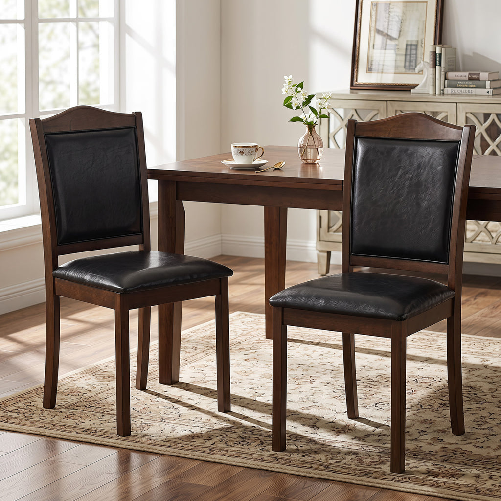 Faux Leather Dining Chairs Set of 2 - Walnut