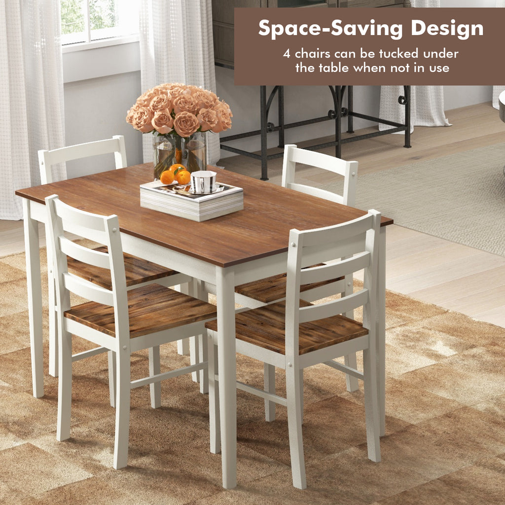 5-Piece Dining Set with Rectangular Table and 4 Chairs – Coffee