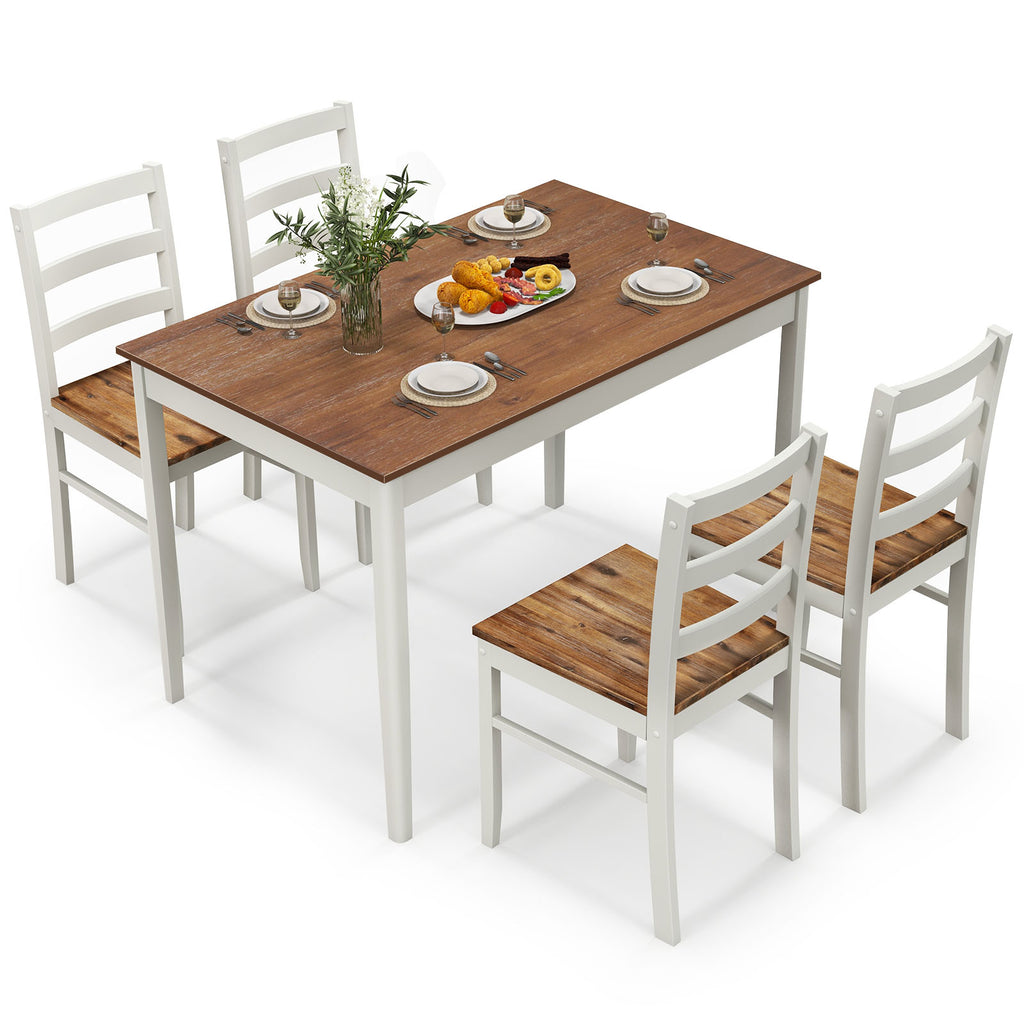 5-Piece Dining Set with Rectangular Table and 4 Chairs – Coffee
