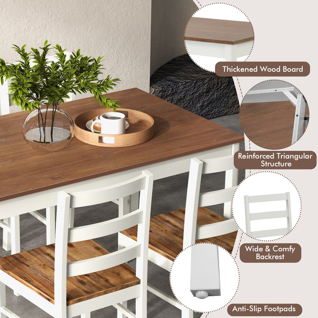 5-Piece Dining Set with Rectangular Table and 4 Chairs – Coffee
