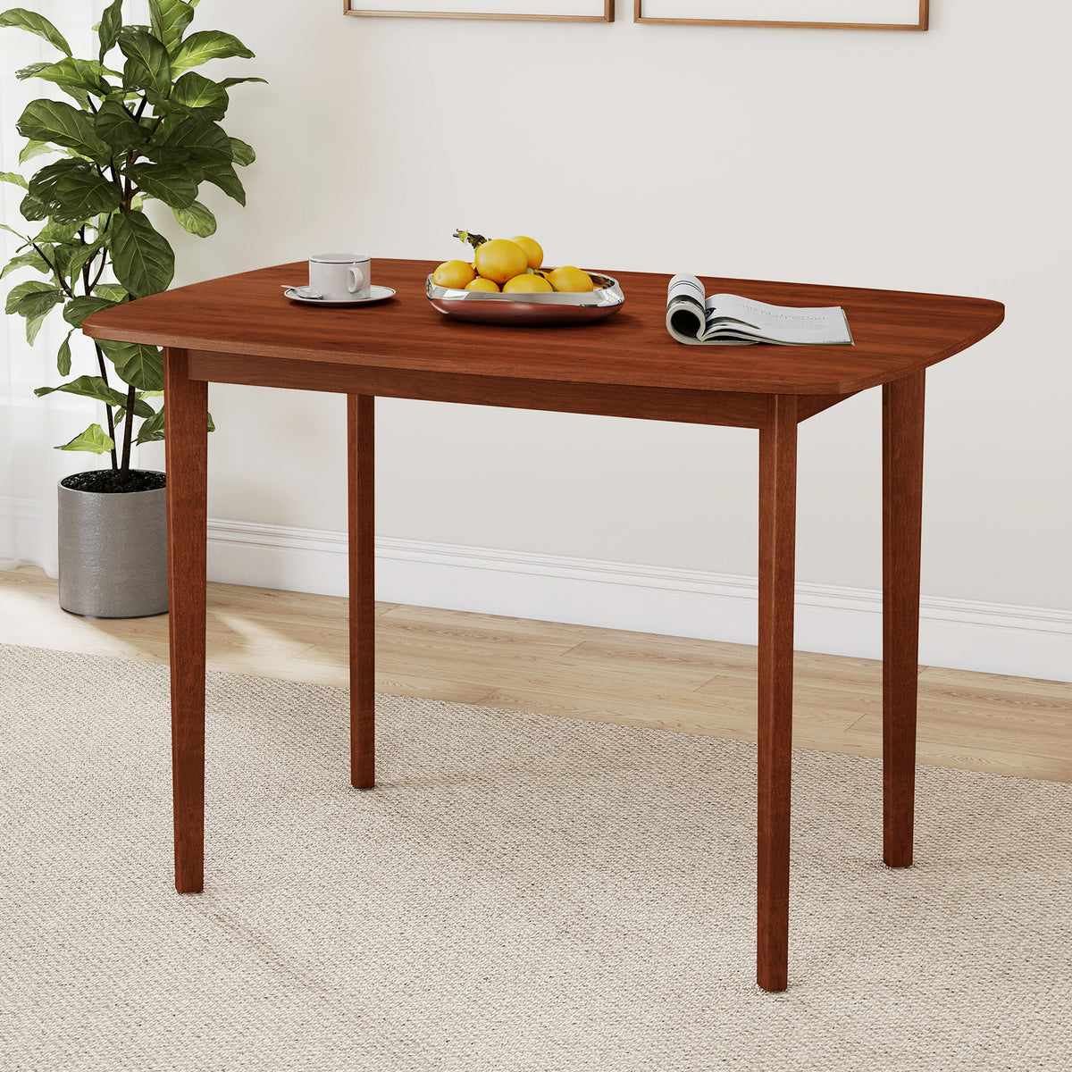 Walnut Dining Table for 2-4 People with Rubber Wood Legs