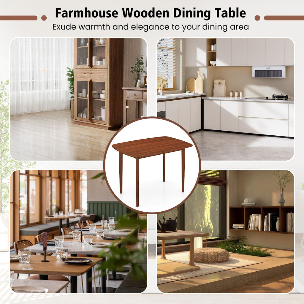 Walnut Dining Table for 2-4 People with Rubber Wood Legs