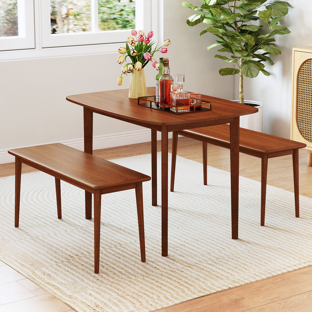 Walnut Dining Table for 2-4 People with Rubber Wood Legs