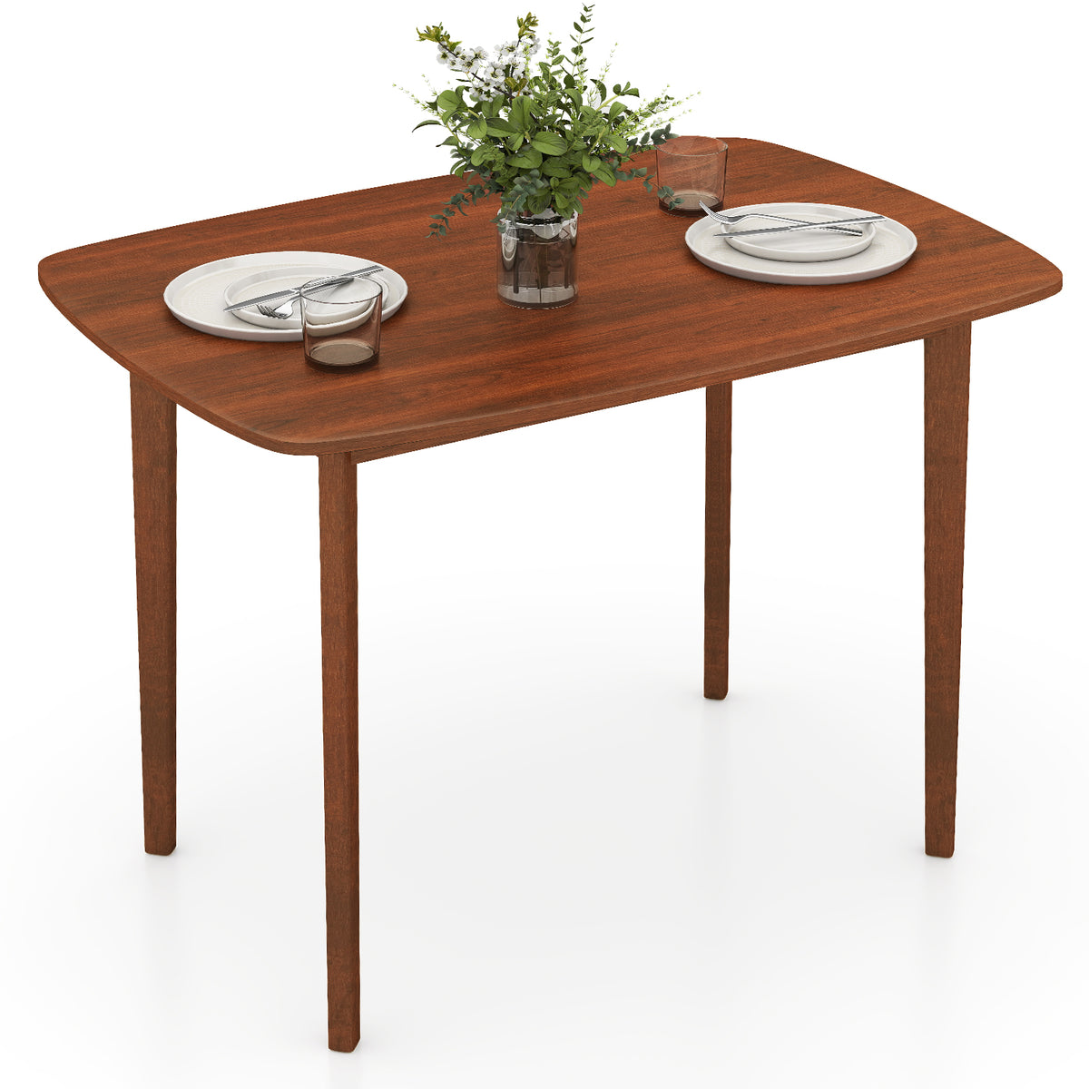 Walnut Dining Table for 2-4 People with Rubber Wood Legs